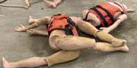 Dummies used for life-rescue training in the ocean