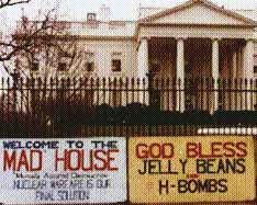 Protest signs in front of White House